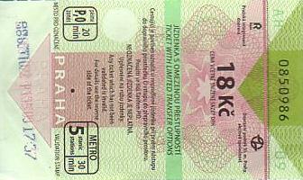 Communication of the city: Praha (Czechy) - ticket abverse