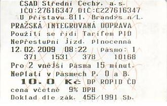 Communication of the city: Brandýs nad Labem-Stará Boleslav (Czechy) - ticket abverse