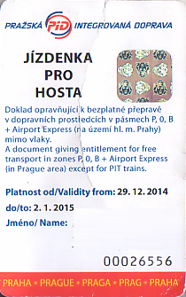 Communication of the city: Praha (Czechy) - ticket reverse