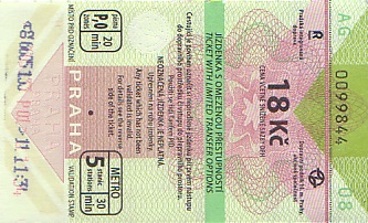 Communication of the city: Praha (Czechy) - ticket abverse. 