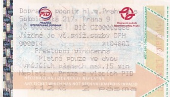 Communication of the city: Praha (Czechy) - ticket abverse. <IMG SRC=img_upload/_0wymiana2.png> 