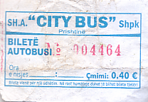 Communication of the city: Prishtinë (<i>Kosowo</i>) - ticket abverse. <IMG SRC=img_upload/_0ekstrymiana2.png>