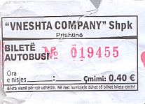 Communication of the city: Prishtinë (<i>Kosowo</i>) - ticket abverse