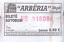 Communication of the city: Prishtinë (<i>Kosowo</i>) - ticket abverse. <IMG SRC=img_upload/_0ekstrymiana2.png>
