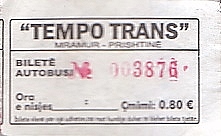 Communication of the city: Prishtinë (<i>Kosowo</i>) - ticket abverse. 