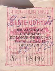 Communication of the city: Prrenjas (Albania) - ticket abverse