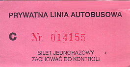 Communication of the city: Pruszcz Gdański (Polska) - ticket abverse. 
