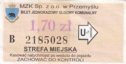Communication of the city: Przemyśl (Polska) - ticket abverse. <IMG SRC=img_upload/_pasekIRISAFE6.png alt="pasek IRISAFE"><IMG SRC=img_upload/_0wymiana2.png>