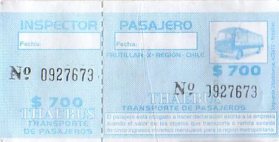 Communication of the city: Puerto Montt (Chile) - ticket abverse