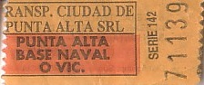 Communication of the city: Punta Alta (Argentyna) - ticket abverse. 