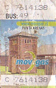 Communication of the city: Punta Arenas (Chile) - ticket abverse. Bilet wydany z okazji Mistrzostwa Ameryki Pd.
w piłce nożnej 2015. Na rewersie wizerunek
bramkarza reprezentacji Chile
Paulo Garcesa.