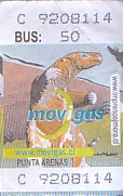 Communication of the city: Punta Arenas (Chile) - ticket abverse. Na bilecie znajduje się wizerunek milodona, 
dawnego gatunku zwierzęcia z rodziny leniwców,
który w przeszłości zamieszkiwał te tereny.
<IMG SRC=img_upload/_0ekstrymiana2.png>

