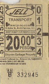 Communication of the city: Quezon (Filipiny) - ticket abverse. 