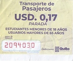 Communication of the city: Quito (Ekwador) - ticket abverse