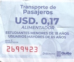 Communication of the city: Quito (Ekwador) - ticket abverse