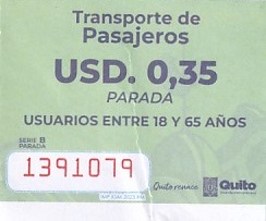 Communication of the city: Quito (Ekwador) - ticket abverse