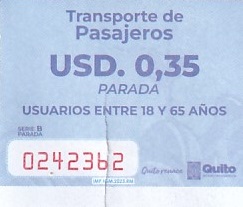 Communication of the city: Quito (Ekwador) - ticket abverse