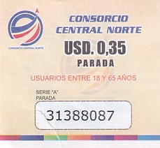 Communication of the city: Quito (Ekwador) - ticket abverse
