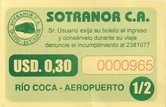 Communication of the city: Quito (Ekwador) - ticket abverse