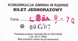 Communication of the city: Rąbino (Polska) - ticket abverse