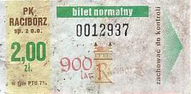 Communication of the city: Racibórz (Polska) - ticket abverse. bilet okolicznościowy - 900lat miasta