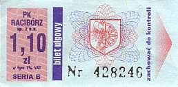 Communication of the city: Racibórz (Polska) - ticket abverse