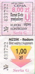 Communication of the city: Radom (Polska) - ticket abverse. <IMG SRC=img_upload/_0karnetkk.png alt="kupon kontrolny karnetu">