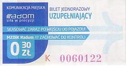 Communication of the city: Radom (Polska) - ticket abverse. <IMG SRC=img_upload/_pasekIRISAFE.png alt="pasek IRISAFE">