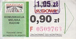 Communication of the city: Radom (Polska) - ticket abverse. <IMG SRC=img_upload/_pasekIRISAFE.png alt="pasek IRISAFE"><IMG SRC=img_upload/_przebitka.png alt="przebitka">