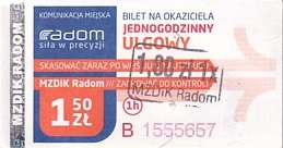Communication of the city: Radom (Polska) - ticket abverse. <IMG SRC=img_upload/_przebitka.png alt="przebitka">