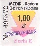 Communication of the city: Radom (Polska) - ticket abverse. <IMG SRC=img_upload/_0karnet.png alt="karnet">