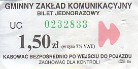 Communication of the city: Rędziny (Polska) - ticket abverse. 
