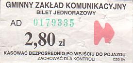 Communication of the city: Rędziny (Polska) - ticket abverse