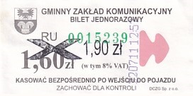 Communication of the city: Rędziny (Polska) - ticket abverse. <IMG SRC=img_upload/_przebitka.png alt="przebitka">