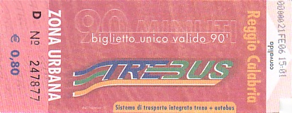 Communication of the city: Reggio di Calabria (Włochy) - ticket abverse. 