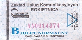 Communication of the city: Rokietnica (Polska) - ticket abverse. hologram ORIGINAL PRODUCT