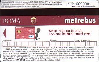 Communication of the city: Roma (Włochy) - ticket abverse. cena: 1 euro