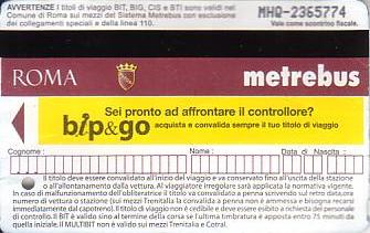 Communication of the city: Roma (Włochy) - ticket abverse. cena: 4€