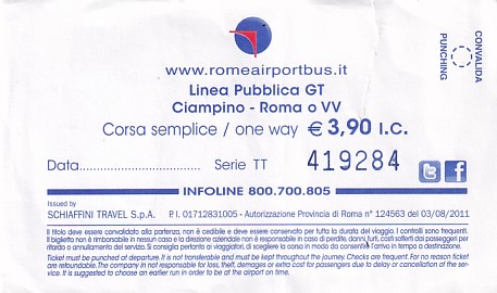 Communication of the city: Roma (Włochy) - ticket abverse. 