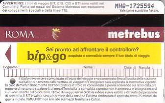 Communication of the city: Roma (Włochy) - ticket abverse. cena: 1€
