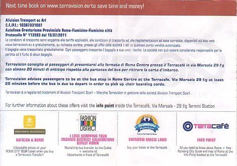 Communication of the city: Roma (Włochy) - ticket reverse