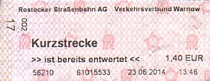 Communication of the city: Rostock (Niemcy) - ticket abverse. 