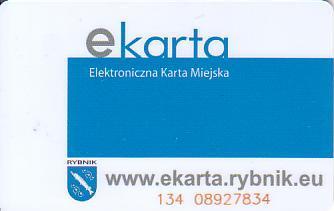 Communication of the city: Rybnik (Polska) - ticket abverse. <IMG SRC=img_upload/_chip.png alt="plastikowa karta elektroniczna, karta miejska">