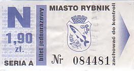 Communication of the city: Rybnik (Polska) - ticket abverse. 