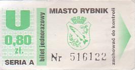 Communication of the city: Rybnik (Polska) - ticket abverse. 