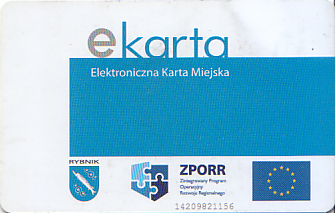 Communication of the city: Rybnik (Polska) - ticket abverse. <IMG SRC=img_upload/_chip.png alt="plastikowa karta elektroniczna, karta miejska">