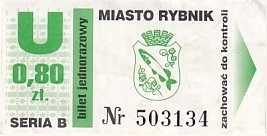 Communication of the city: Rybnik (Polska) - ticket abverse