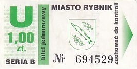 Communication of the city: Rybnik (Polska) - ticket abverse