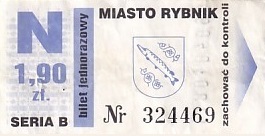 Communication of the city: Rybnik (Polska) - ticket abverse