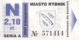 Communication of the city: Rybnik (Polska) - ticket abverse